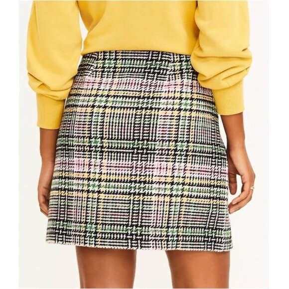LOFT Wool Blend Multicolor Houndstooth Mini Skirt - 10 - Picture 3 of 8